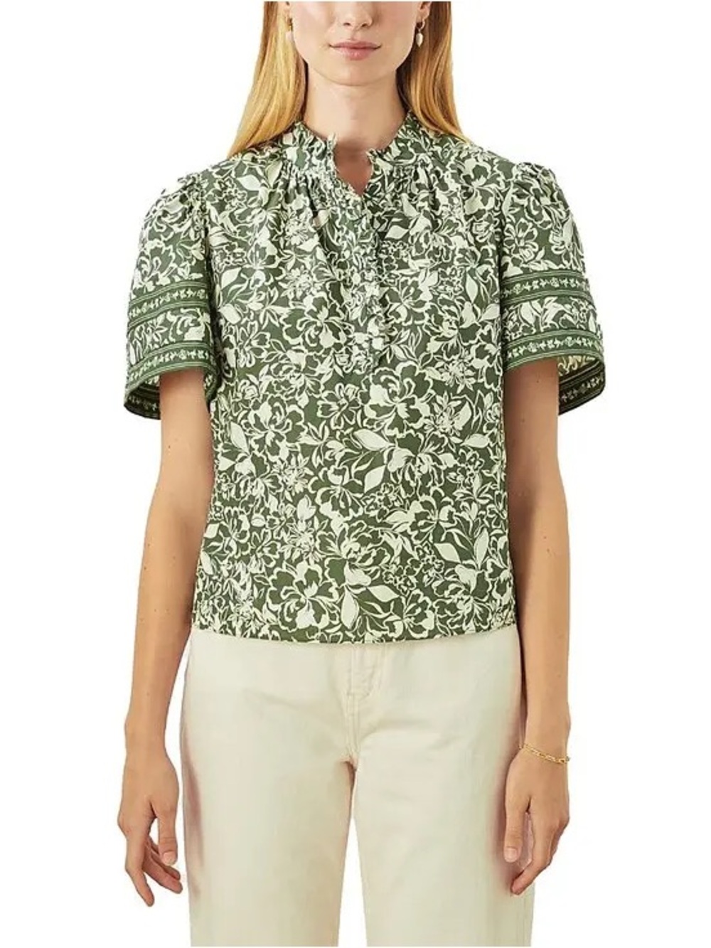 Cartolina Nantucket Talia Top Fiorella Blouse XS green